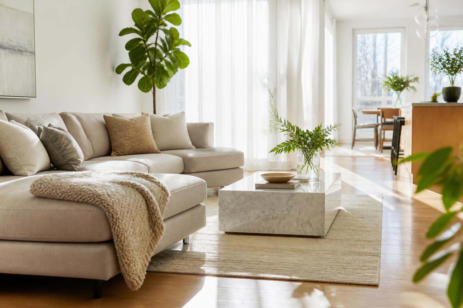 Sunlit, immaculately clean home interior